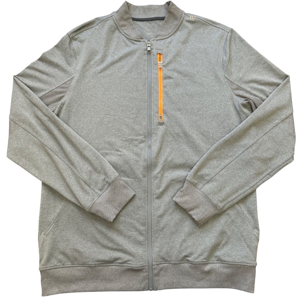Lululemon‎ City Sweat Bomber Jacket Mens XL Grey Full Zip Orange Chest Pocket